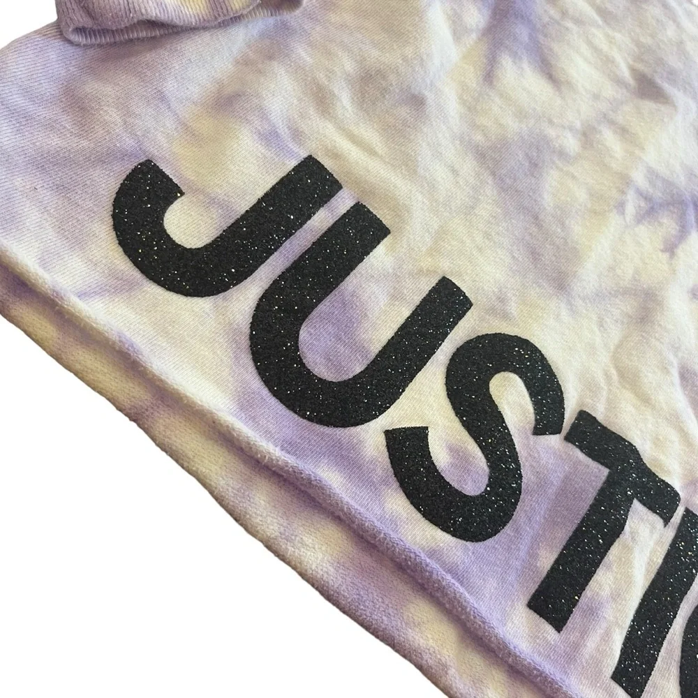 Justice Girls 12/14 Purple White‎ Tie Dye Glitter Sweatshirt Hoodie Pullover